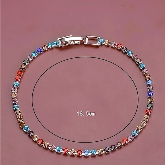 SILVER MULTICOLOR RHINESTONE BRACELET - Picture 4 of 5